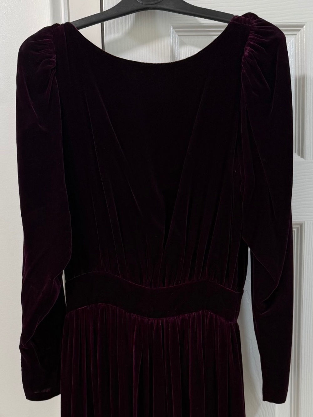 Vintage 1980s Deep Red Velvet Eileen West Maxi Dress (size 6)